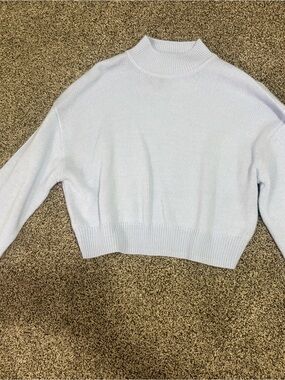 H&M Pale Blue Cropped Mock Neck Sweater
